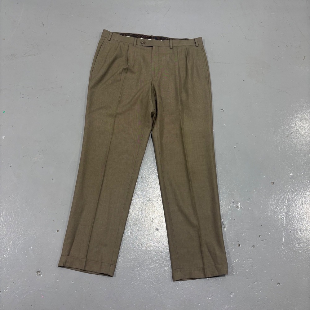 Lauren Ralph Lauren Mens 38x32 Tan Pleated Cuffed Dress Pants Trousers